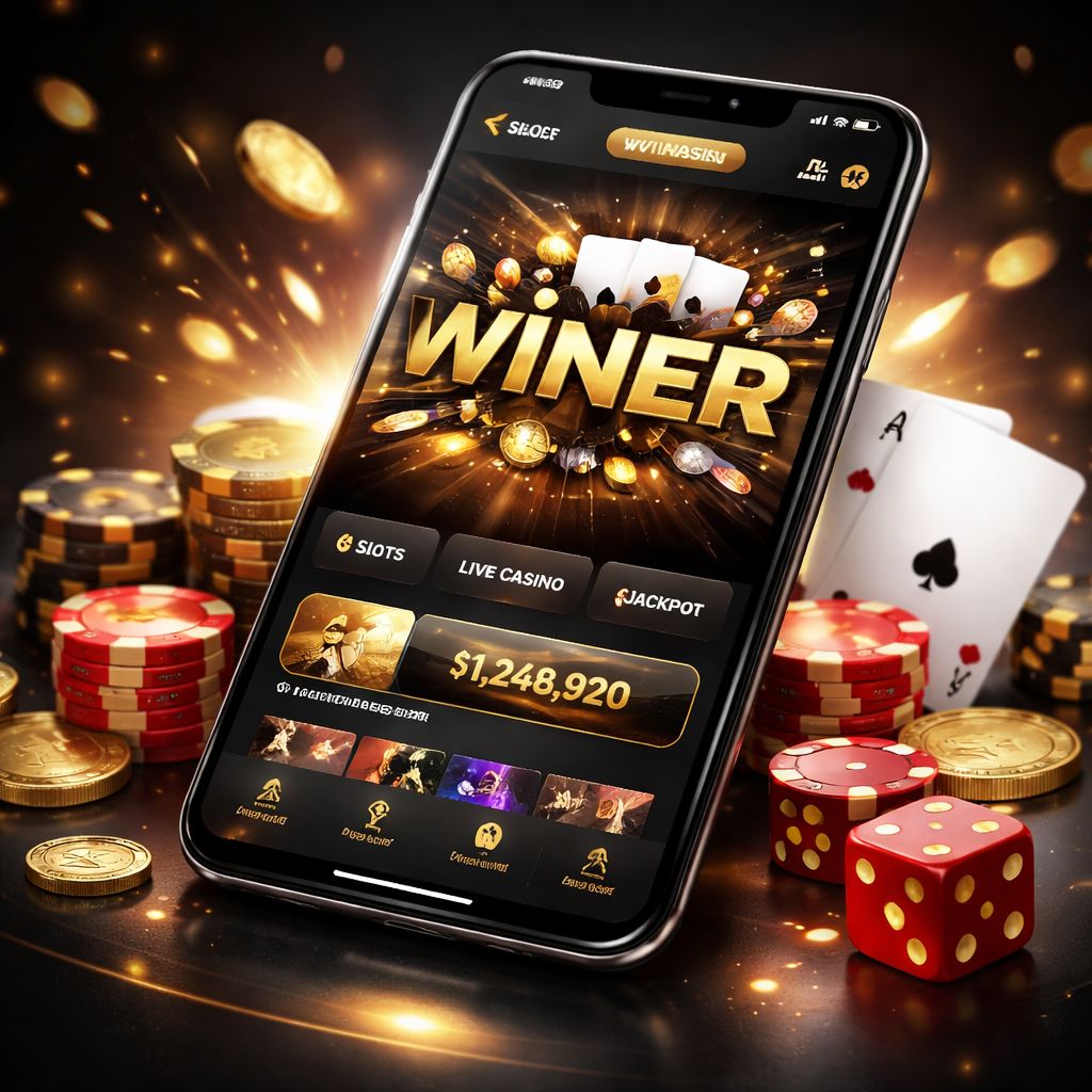 App móvil WINER en Android y iPhone con interfaz de casino